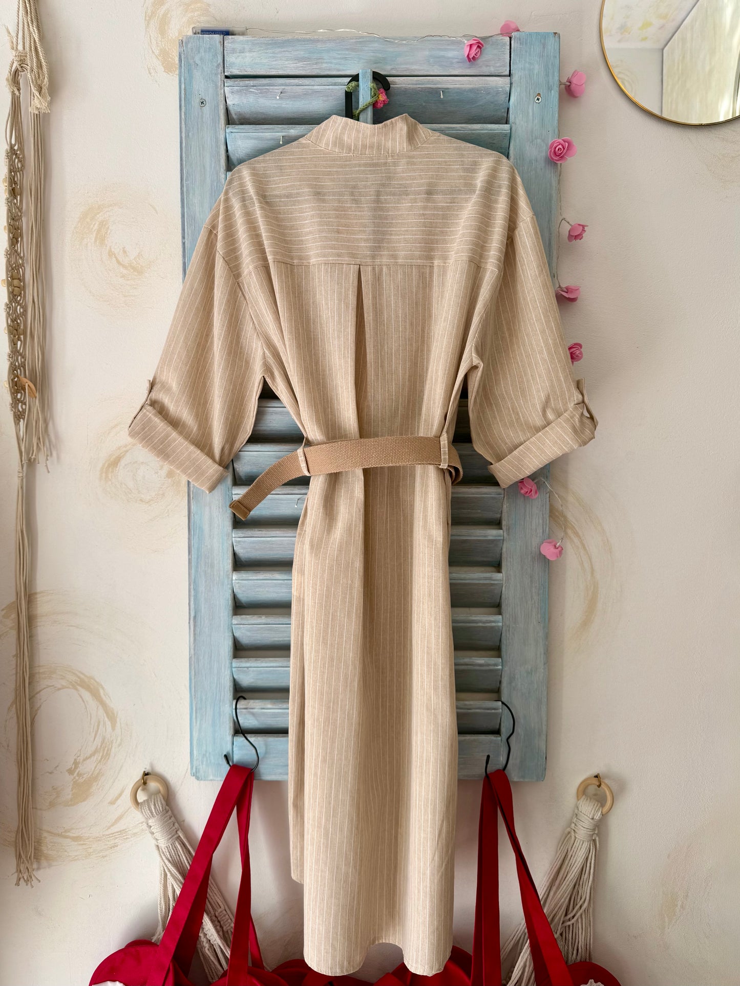 Haljina košulja Striped Beige